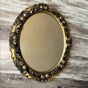 Vintage Ornate Gold Oval Plastic Mirror Frame 15X13 Gallery Wall Marsel #2436